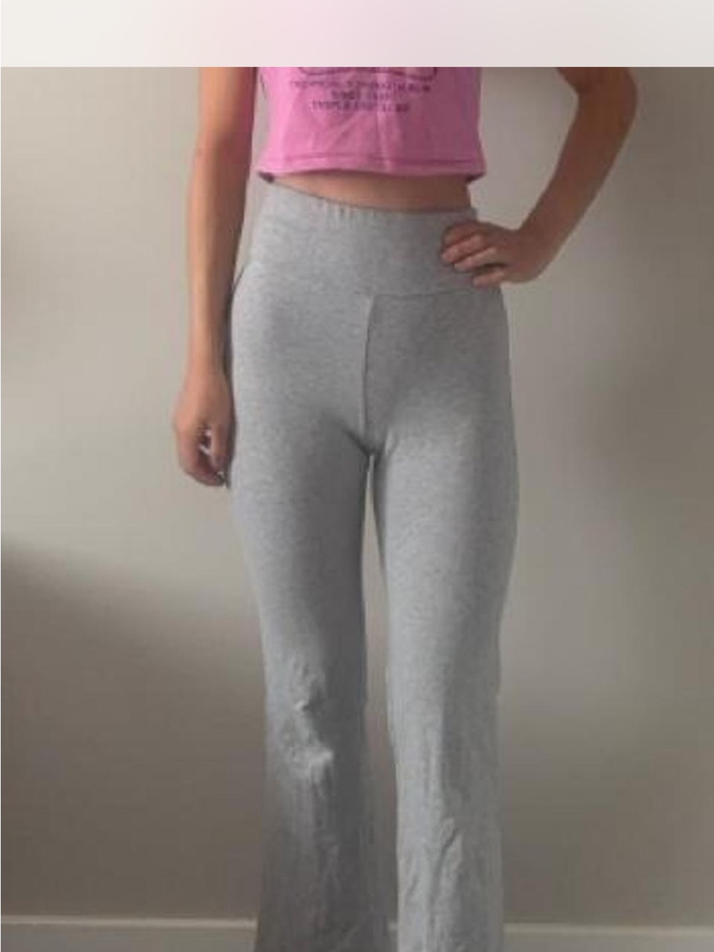 Gray High Waist Stretch Fit and Flare Yoga Pants - Comfortable Everyday Bottoms